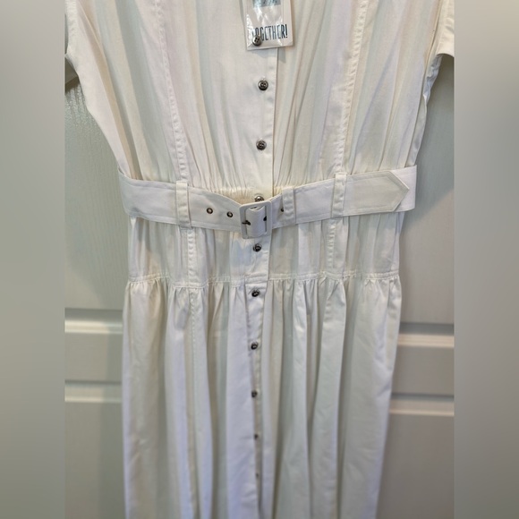 Vintage NWT Cotton Western Lace Shoulder Pad Midi Belted Dress VTG 14 - Picture 12 of 14